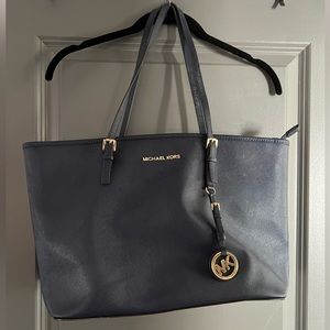 Michael Kors Navy Leather Tote Bag